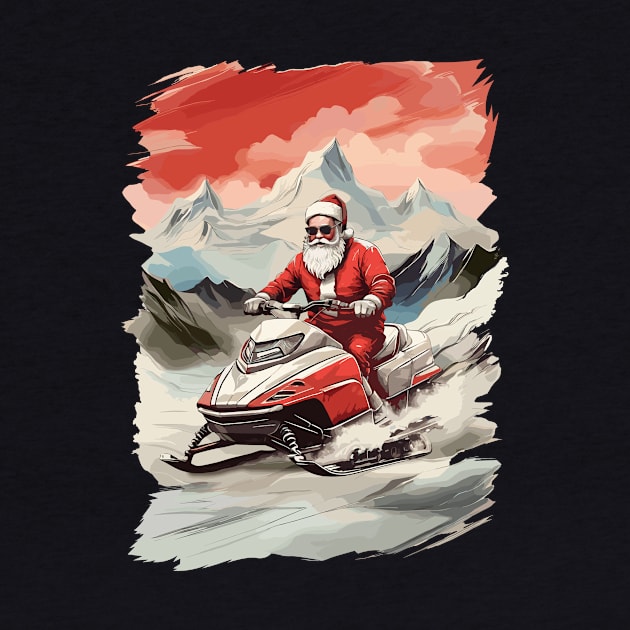 GTA Style Santa riding a snowmobile is a funny Christmas gift by GrafiqueDynasty